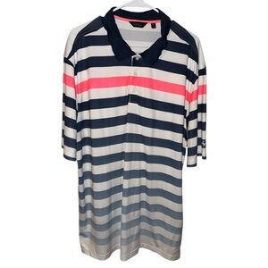 🧎🏻‍♀️‍➡️Walter Hagen Navy and Pink Striped Polo Shirt